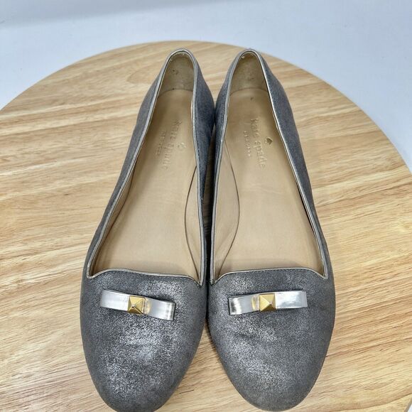Kate Spade Silver Shimmer Ballet Flats Women’s 6.5 Office Work Professional - Picture 5 of 10
